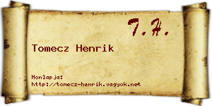 Tomecz Henrik névjegykártya